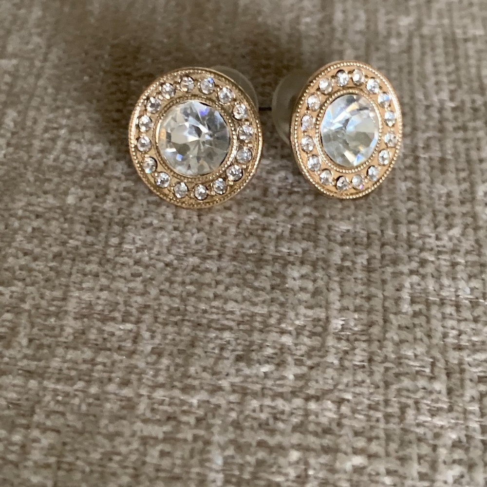 Gold CZ Post Earrings